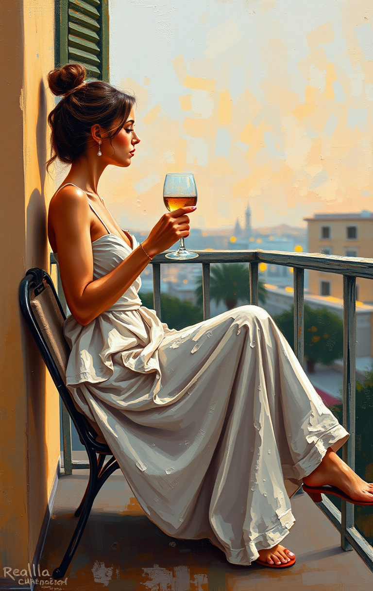 FLUX prompt: A captivating conceptual painting of a woman enjoy... - FLUX