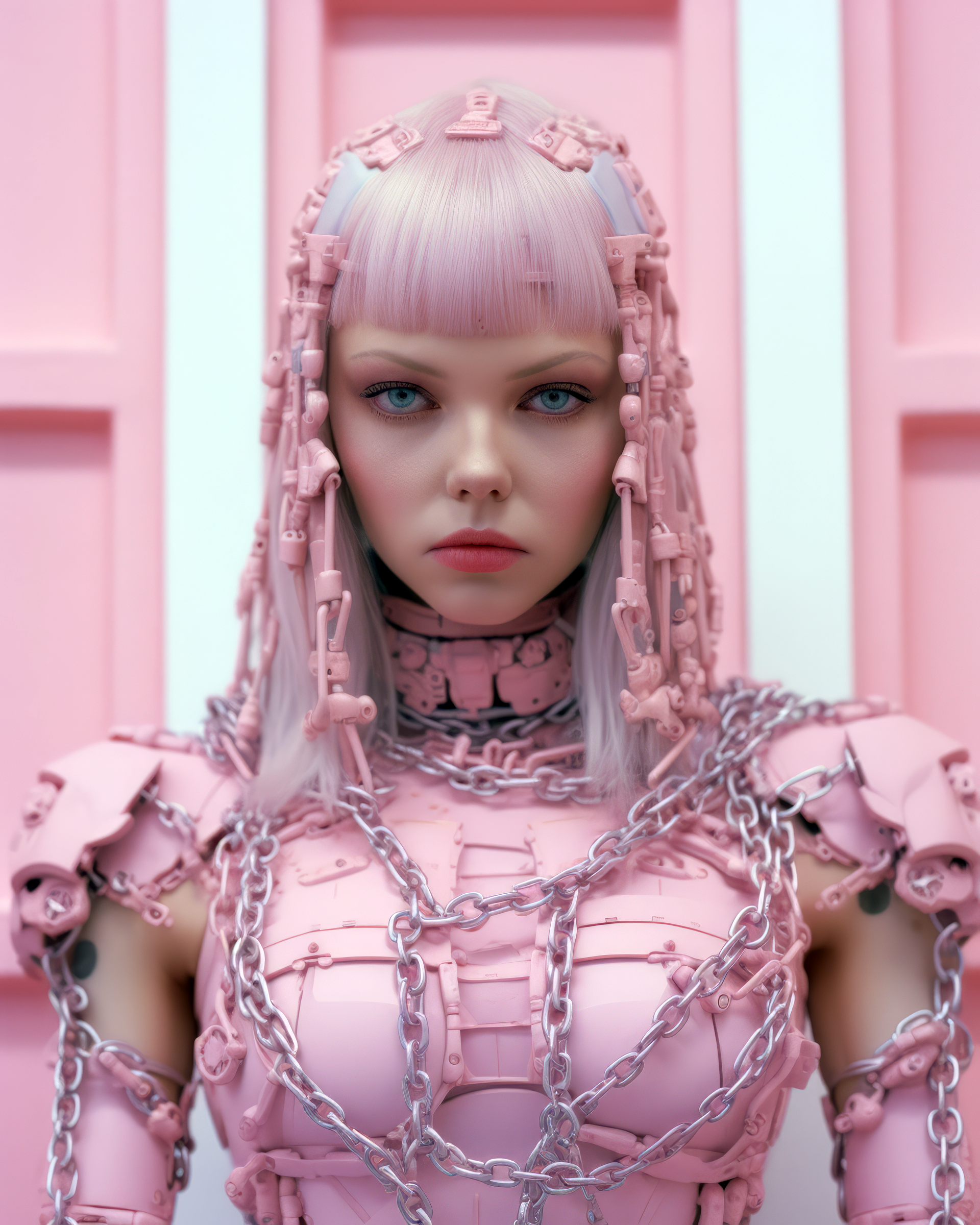 AI generated: Midjourney prompt: a person in a metal suit with a chain, in the styl... (Midjourney - Photography)
