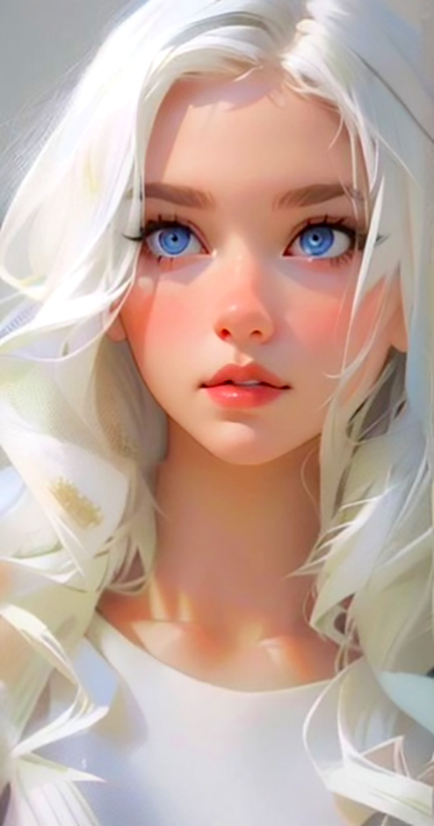 AI generated: Stable Diffusion prompt: Portrait of a female with long white hair, wearing... (Stable Diffusion - Portraits)