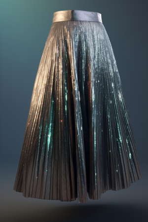 AI generated: Midjourney prompt: Front view of a skirt design, featuring an A-line ... (Midjourney - Fashion)