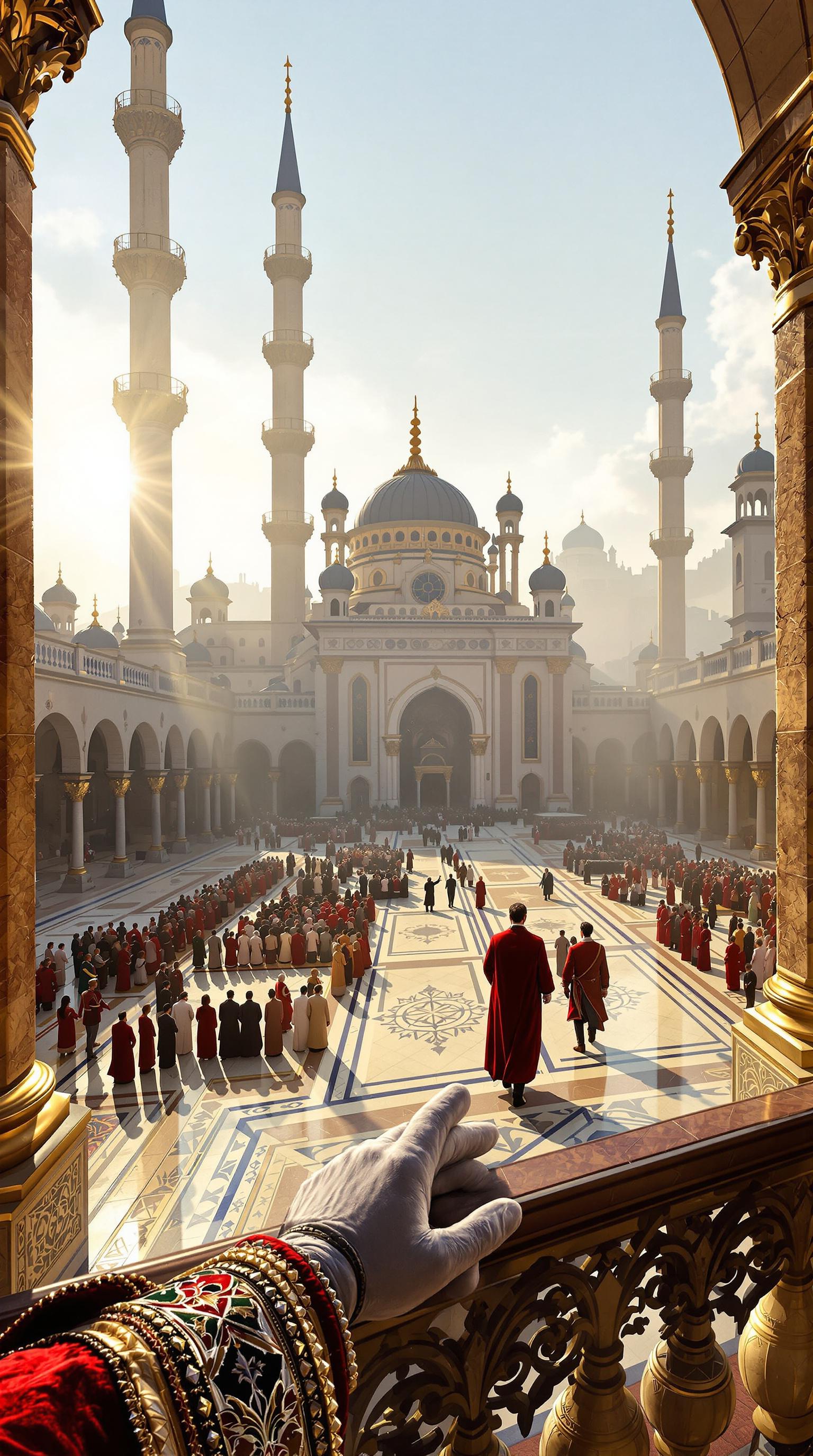 AI generated: FLUX prompt: First person POV, the Sultan’s gloved hand rests g... (FLUX - Architecture)