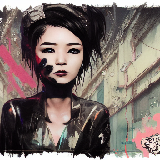 Stable Diffusion prompt: Concept art of a punk rock asian...