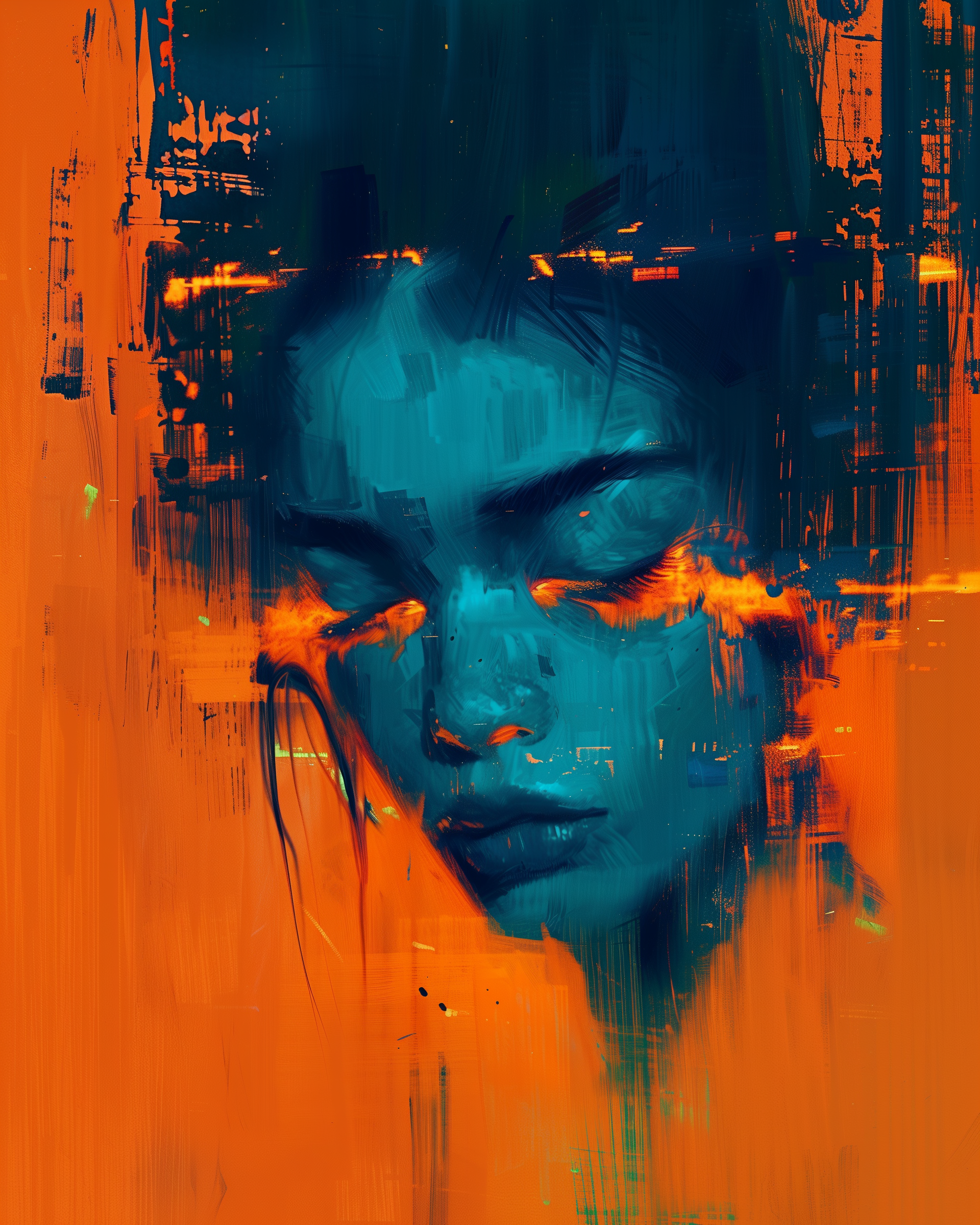 Midjourney prompt: A blue woman with closed eyes, in the style of Jar... - Midjourney