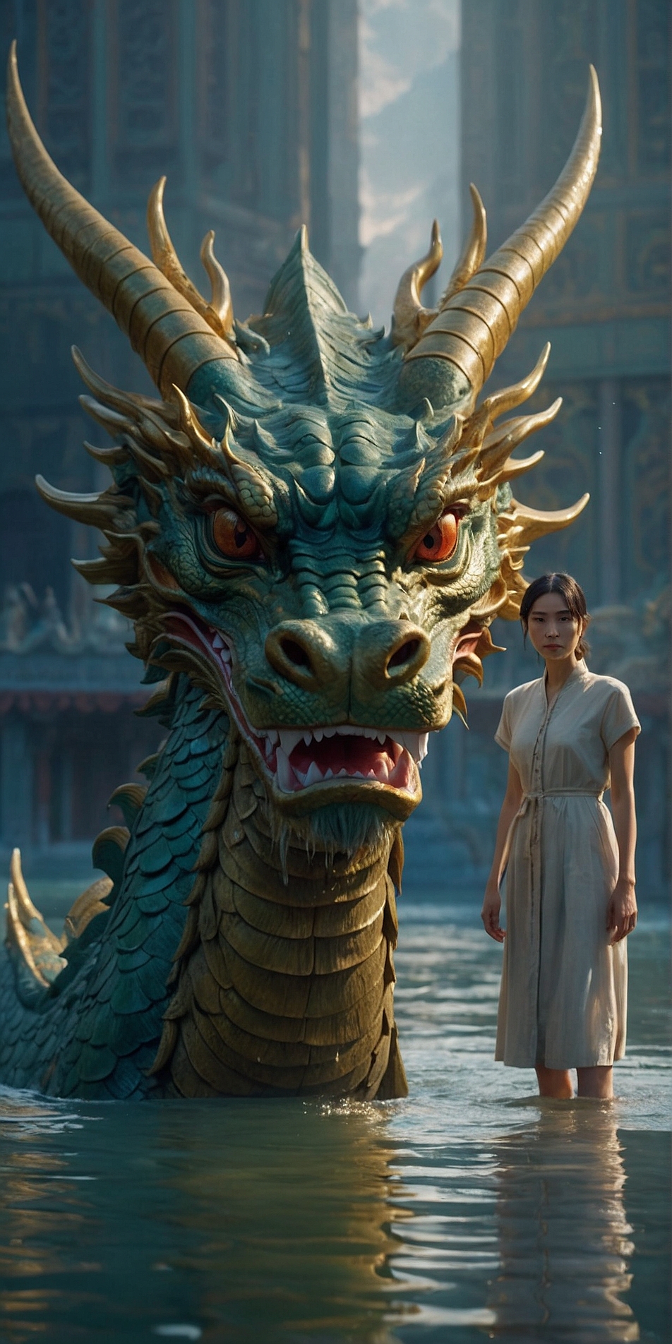صورة مولدة بالذكاء الاصطناعي: A Chinese Dragon Resort (نموذج Stable Diffusion - تصوير فوتوغرافي)