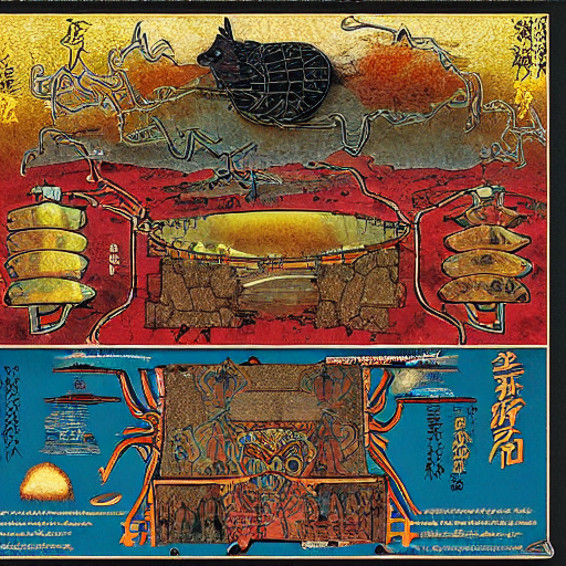Stable Diffusion prompt: ancient scroll diagram, bold shū...