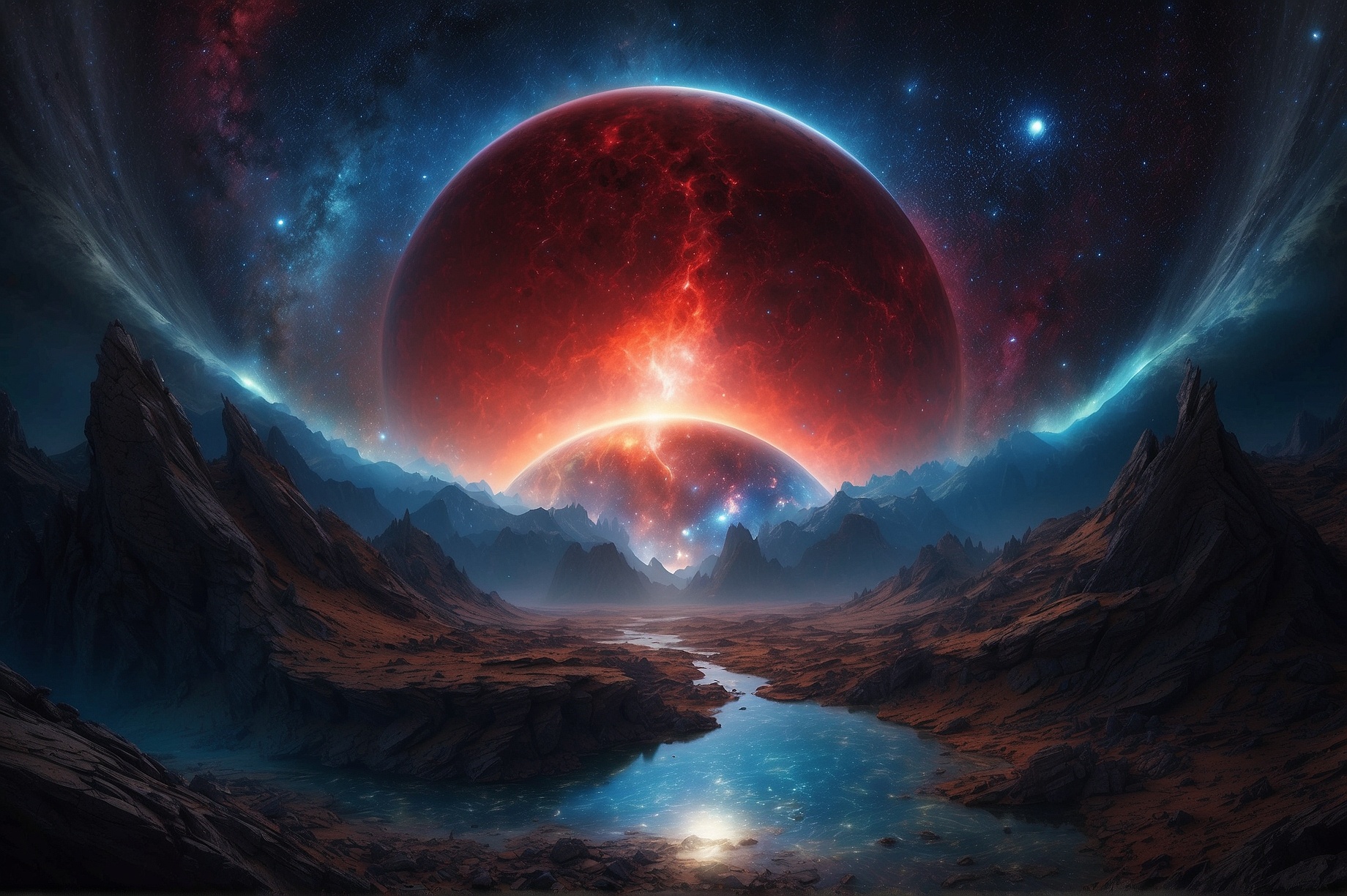 AI generated: Stable Diffusion prompt: This is a scene of a cosmic wonder, where two worl... (Stable Diffusion - Portraits)