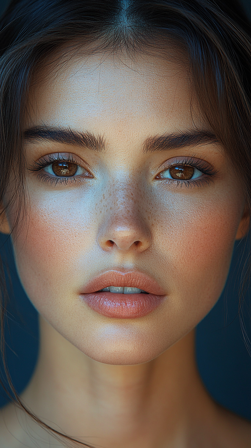 Midjourney prompt: the face of a woman with brown eyes, in the style ... - Midjourney