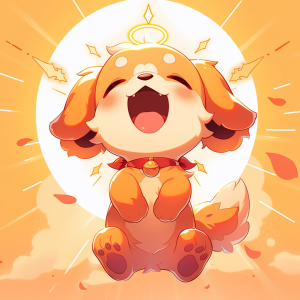 AI generated: Midjourney prompt: A cute puppy, wagging its tail happily, in the sty... (Midjourney - Anime)