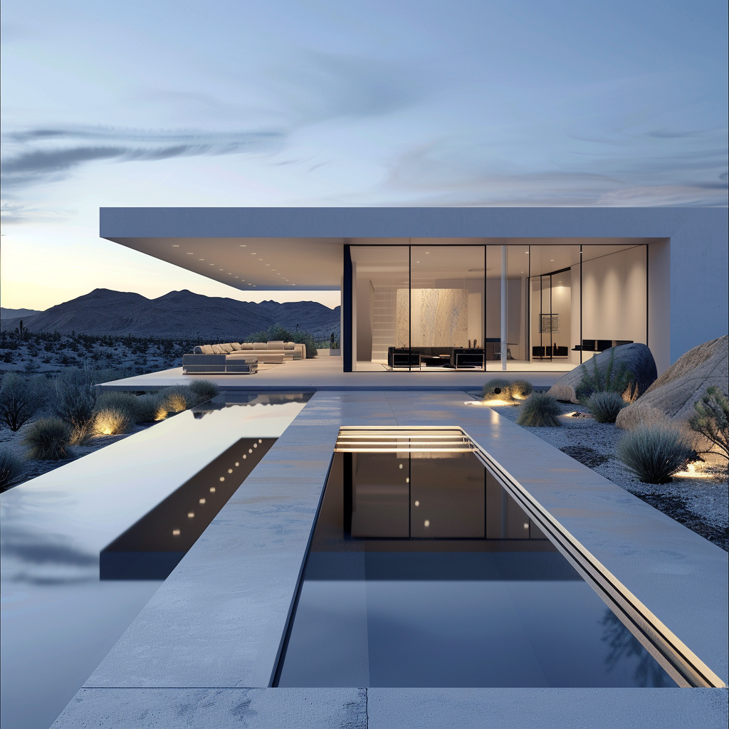 AI generated: Luxury villa in Mojave (Midjourney - Architecture)