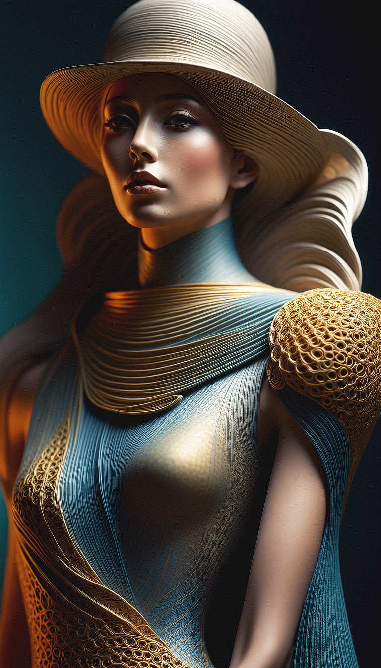 AI generated: Stable Diffusion prompt: A portrait of a figure exuding a futuristic elegan... (Stable Diffusion - Fashion)