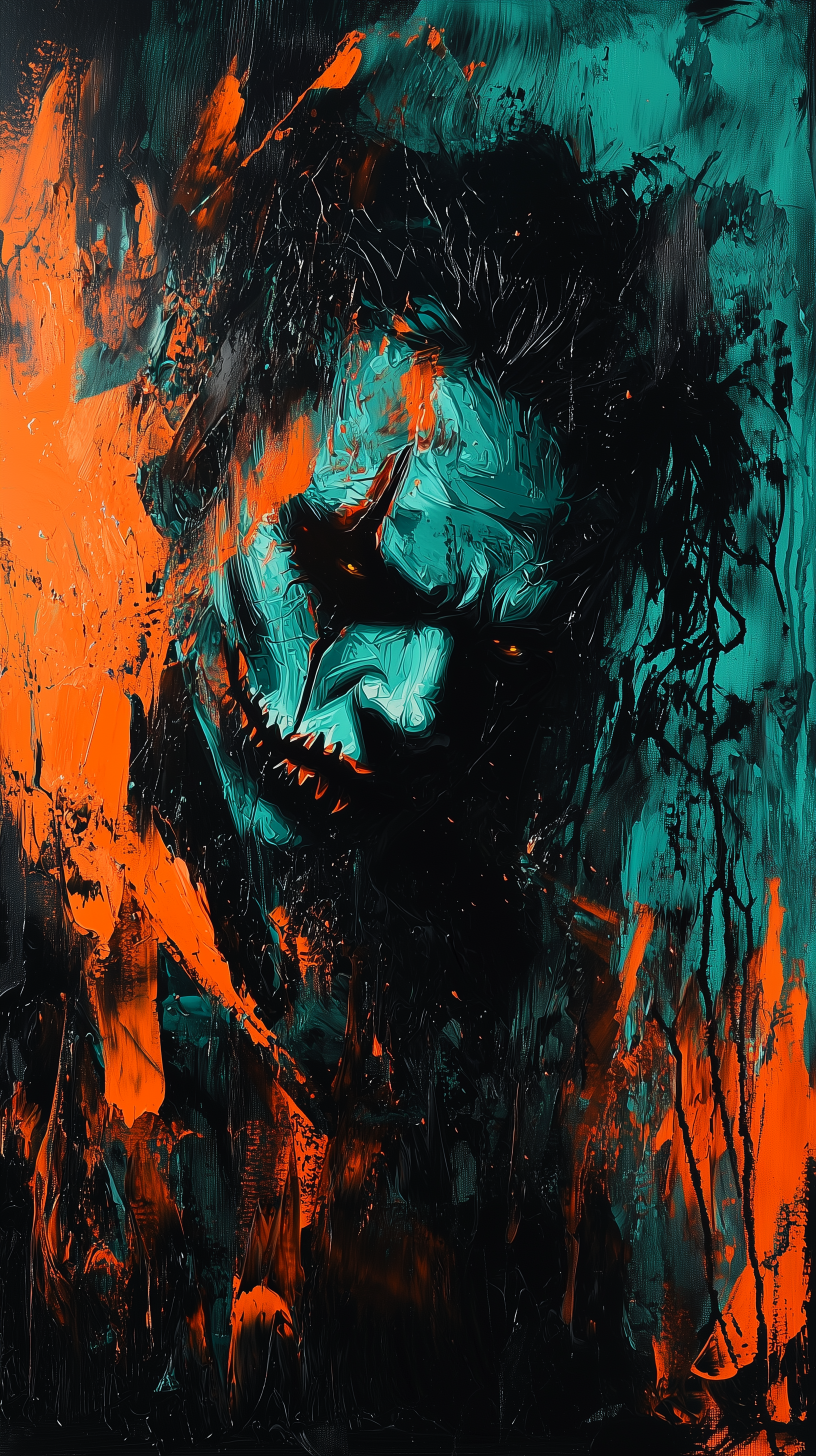 Midjourney prompt: painting art, jocker, painted in film noir fusion,... - Midjourney