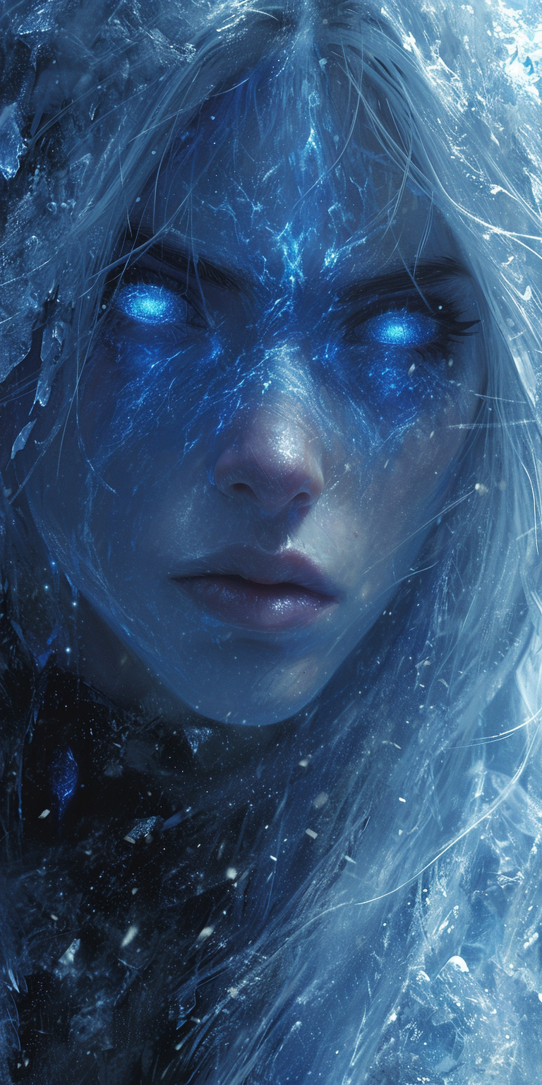 AI generated: Midjourney prompt: Ice mage art, in the style of balanced symmetry, b... (Midjourney - Portraits)