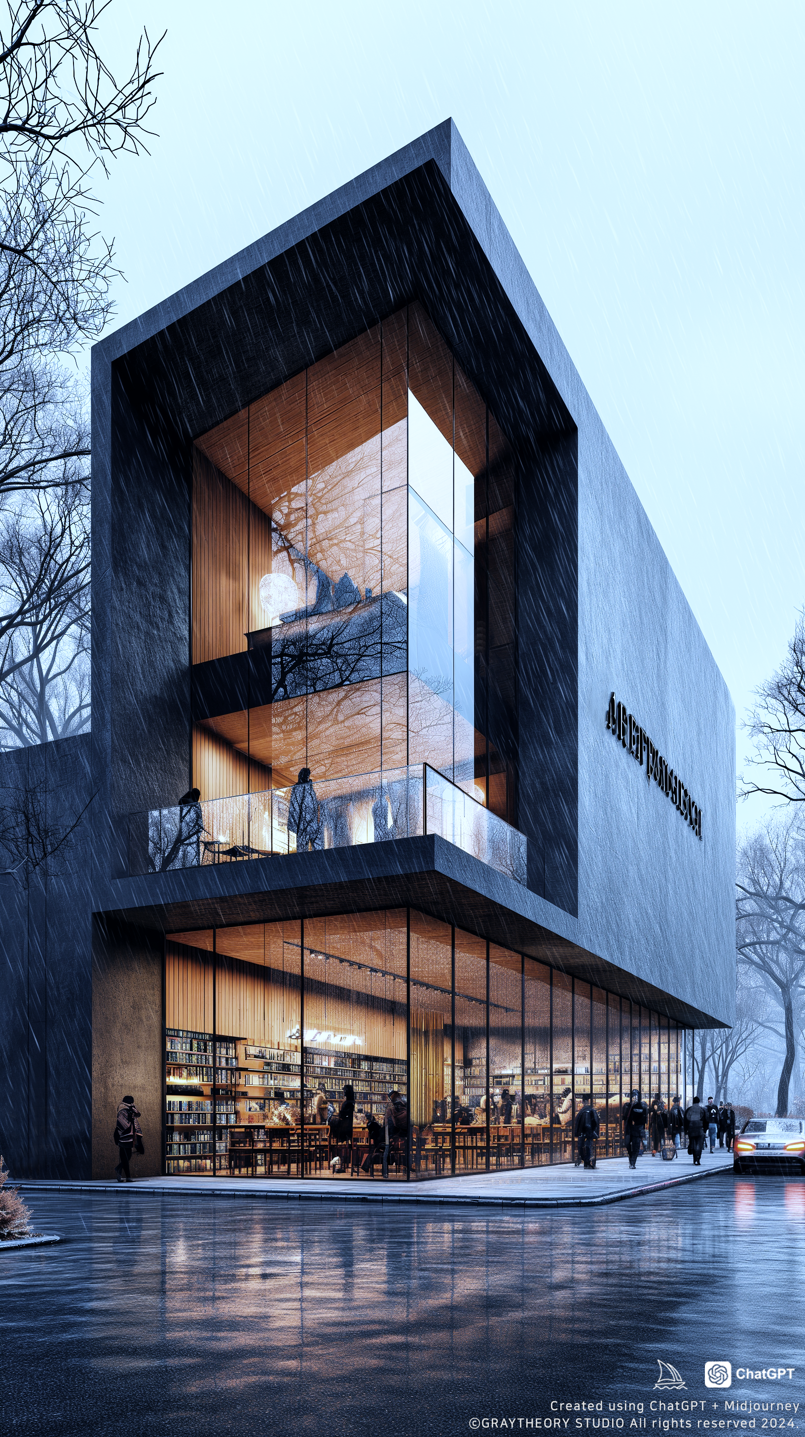 AI generated: Midjourney prompt: photorealistic, canon EOS 5d, minimalistic medium ... (Midjourney - Architecture)
