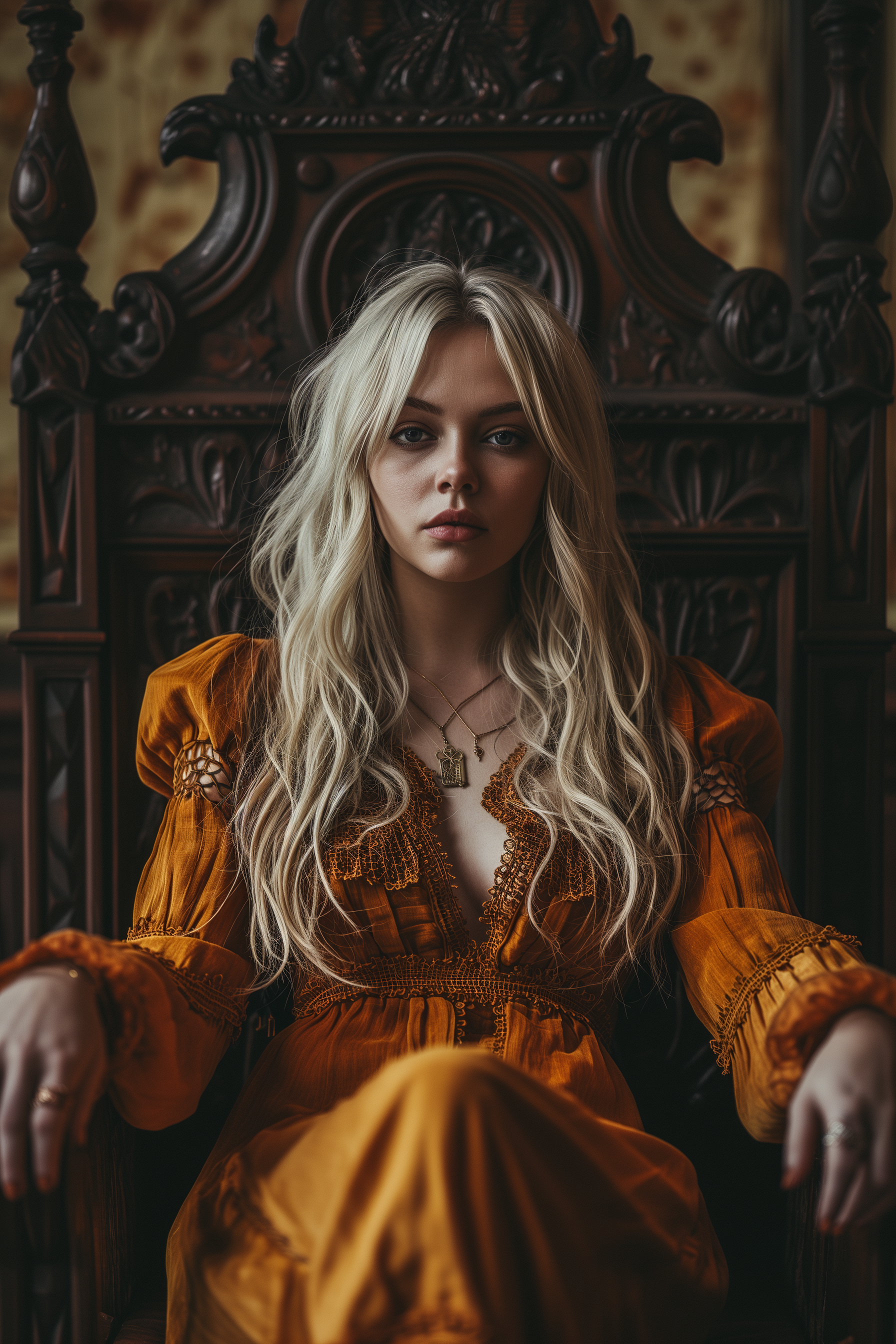 صورة مولدة بالذكاء الاصطناعي: Midjourney prompt: vintage photo of beautiful blonde pagan priestess ... (نموذج Midjourney - صور شخصية)