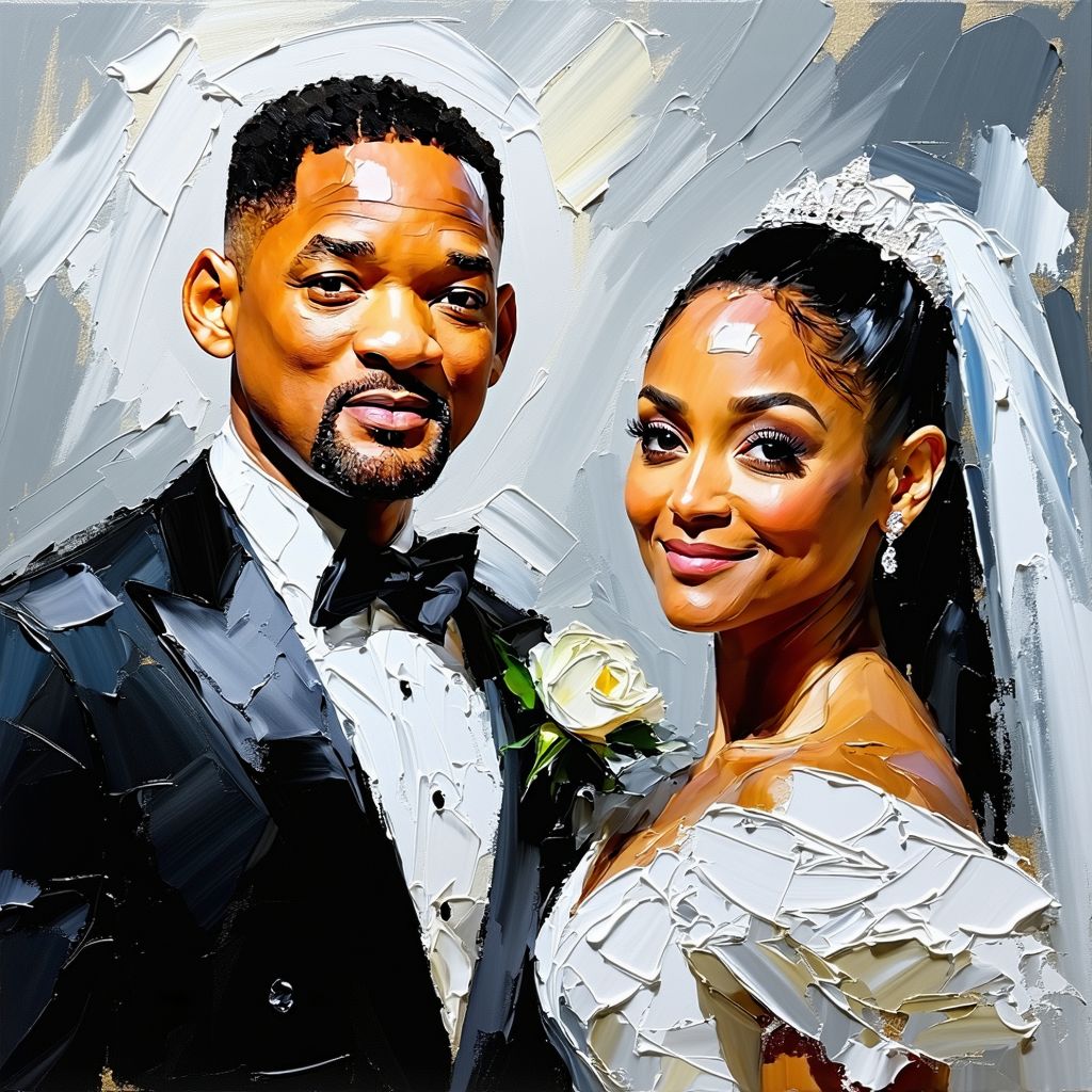 صورة مولدة بالذكاء الاصطناعي: Stable Diffusion prompt: Oil painting on canvas of a couple standing (Will... (نموذج Stable Diffusion - فن مفاهيمي)