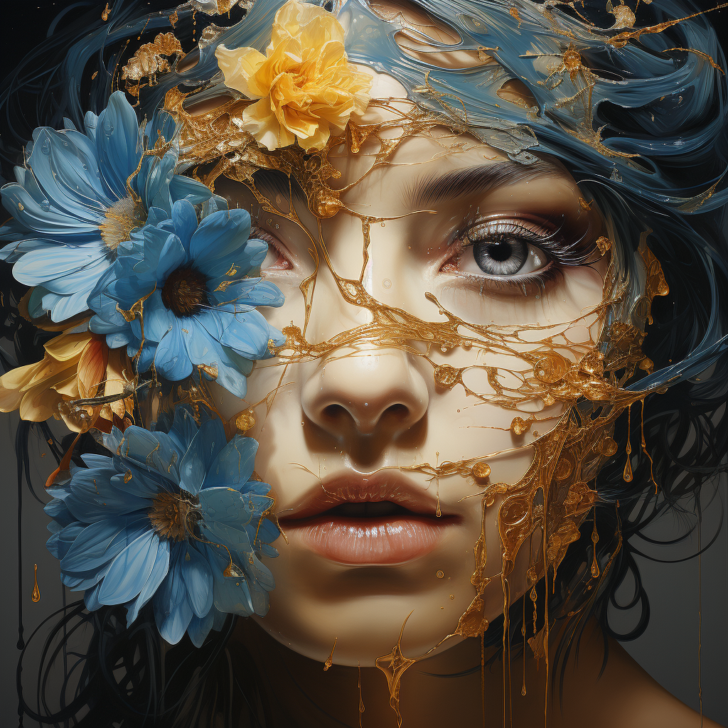 AI generated: Midjourney prompt: paintings by nate schmuicker, acrylic, in the styl... (Midjourney - Portraits)