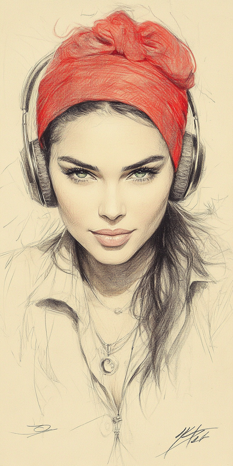 AI generated: Midjourney prompt: An expressionist charcoal sketch, a stunning woman... (Midjourney - Portraits)