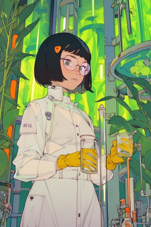 AI generated: Midjourney prompt: a confident woman scientist with a sophisticated b... (Midjourney - Anime)