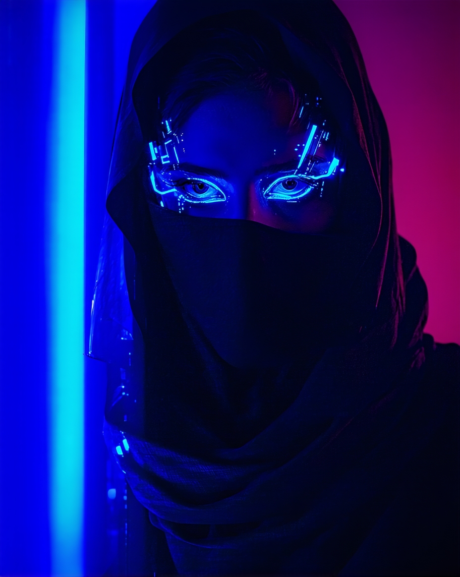 Stable Diffusion prompt: A cinematic cyberpunk portrait o...