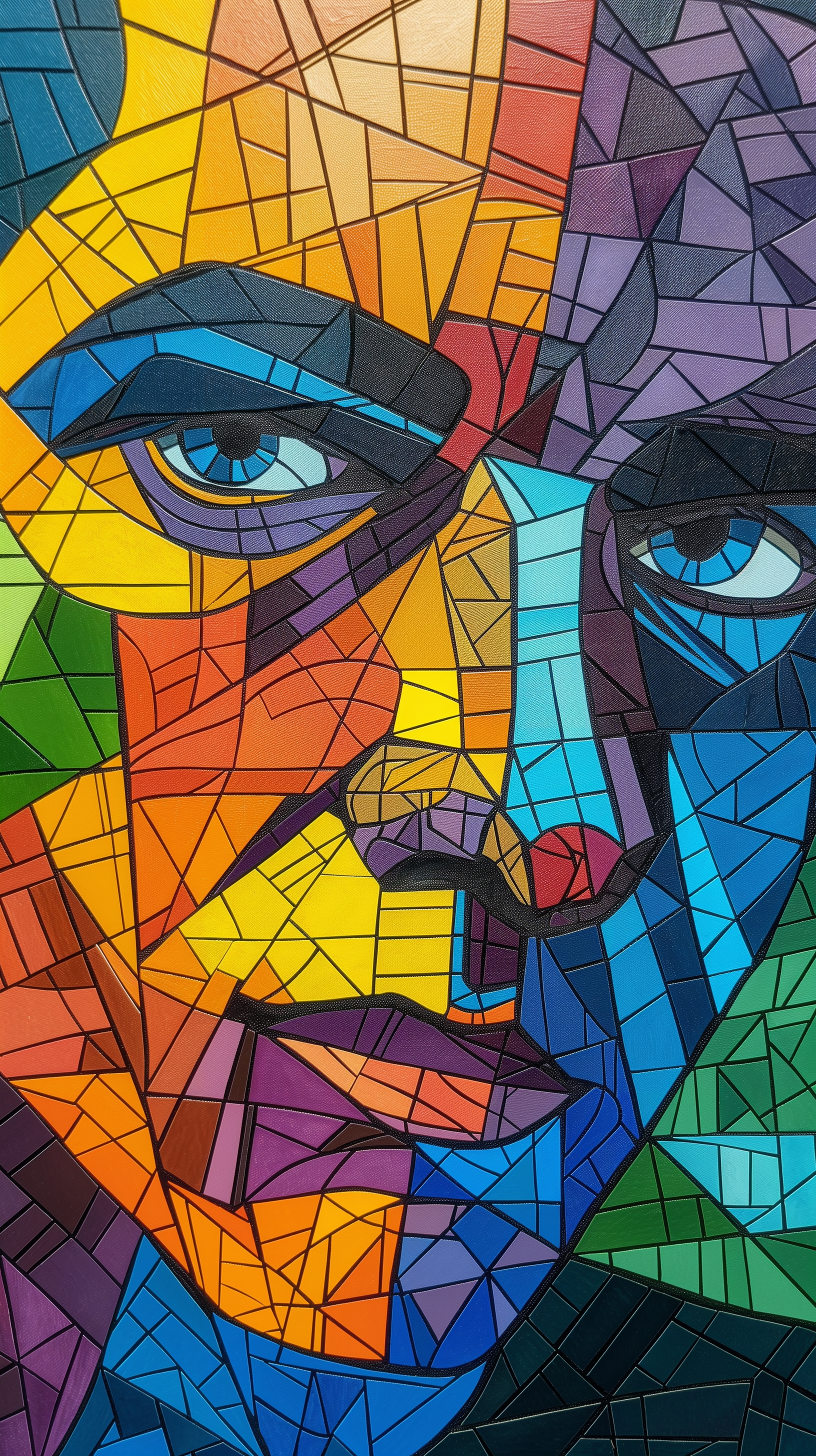 AI generated: Midjourney prompt: illustration, art, man, face, gaze, mosaic, mondri... (Midjourney - Portraits)