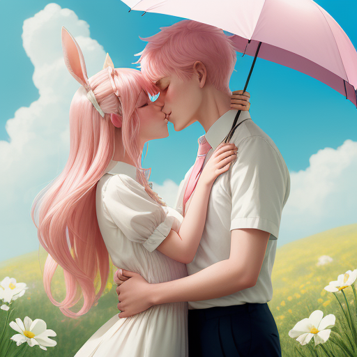 DreamShaper XL prompt: Anime art. Romantic illustration, passionate kiss ... - DreamShaper XL