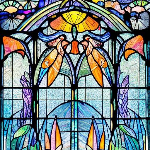 Stable Diffusion prompt: full panel view of Stained glass...