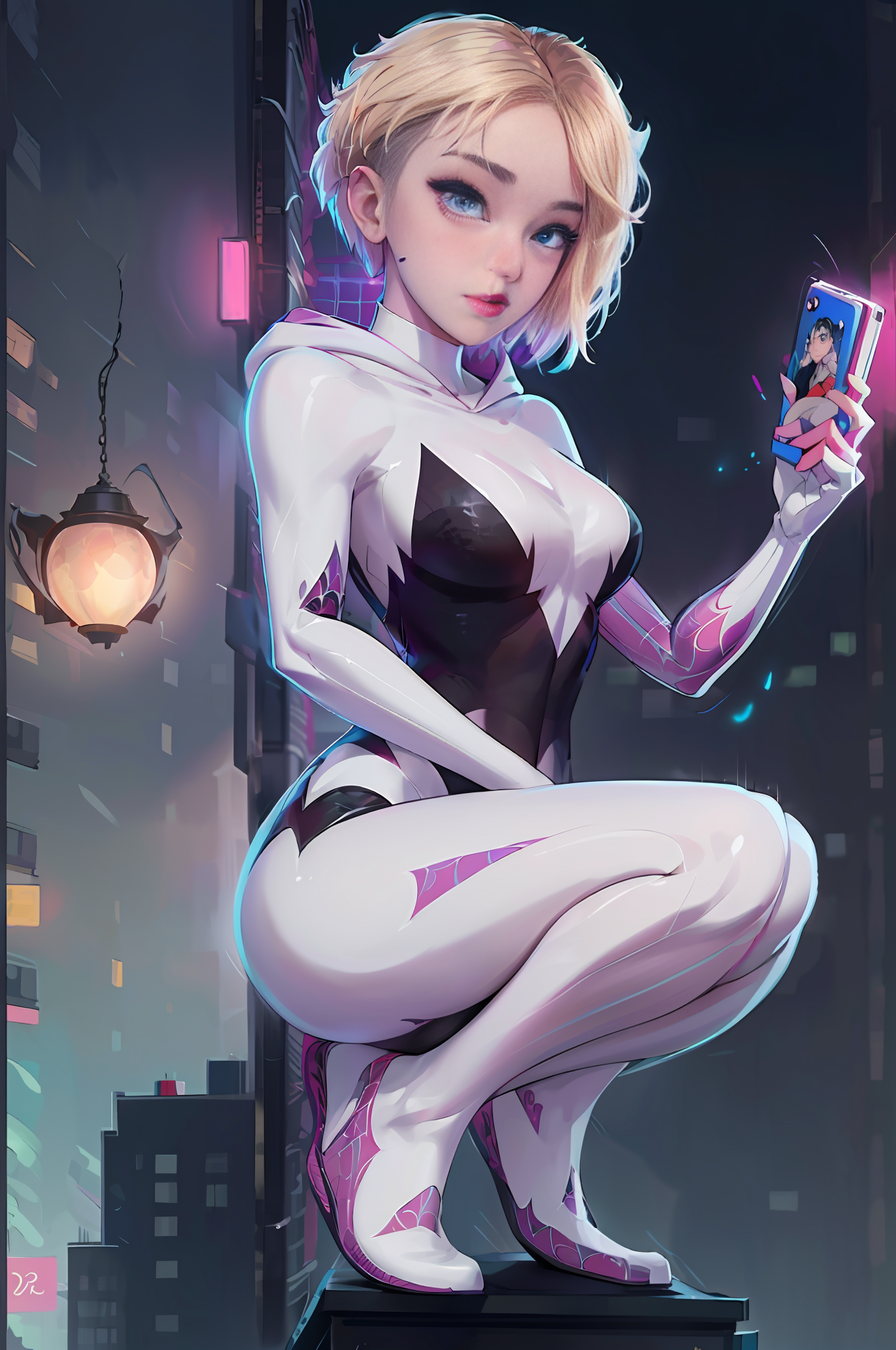 AI generated: DreamShaper prompt: a close up of a woman in a black and white outfit ... (DreamShaper - Concept Art)