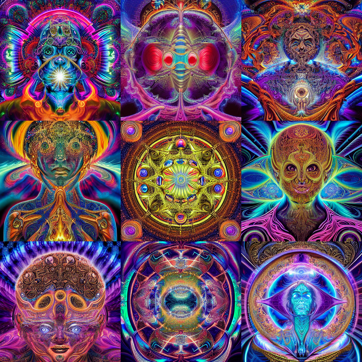 Stable Diffusion prompt: a intricate ornate psychedelic i...