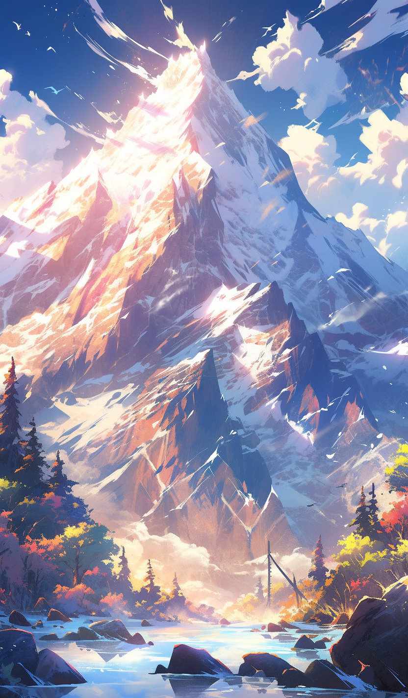 AI generated: Midjourney prompt: Mount Everest, in the style of illusory wallpaper,... (Midjourney - Landscapes)