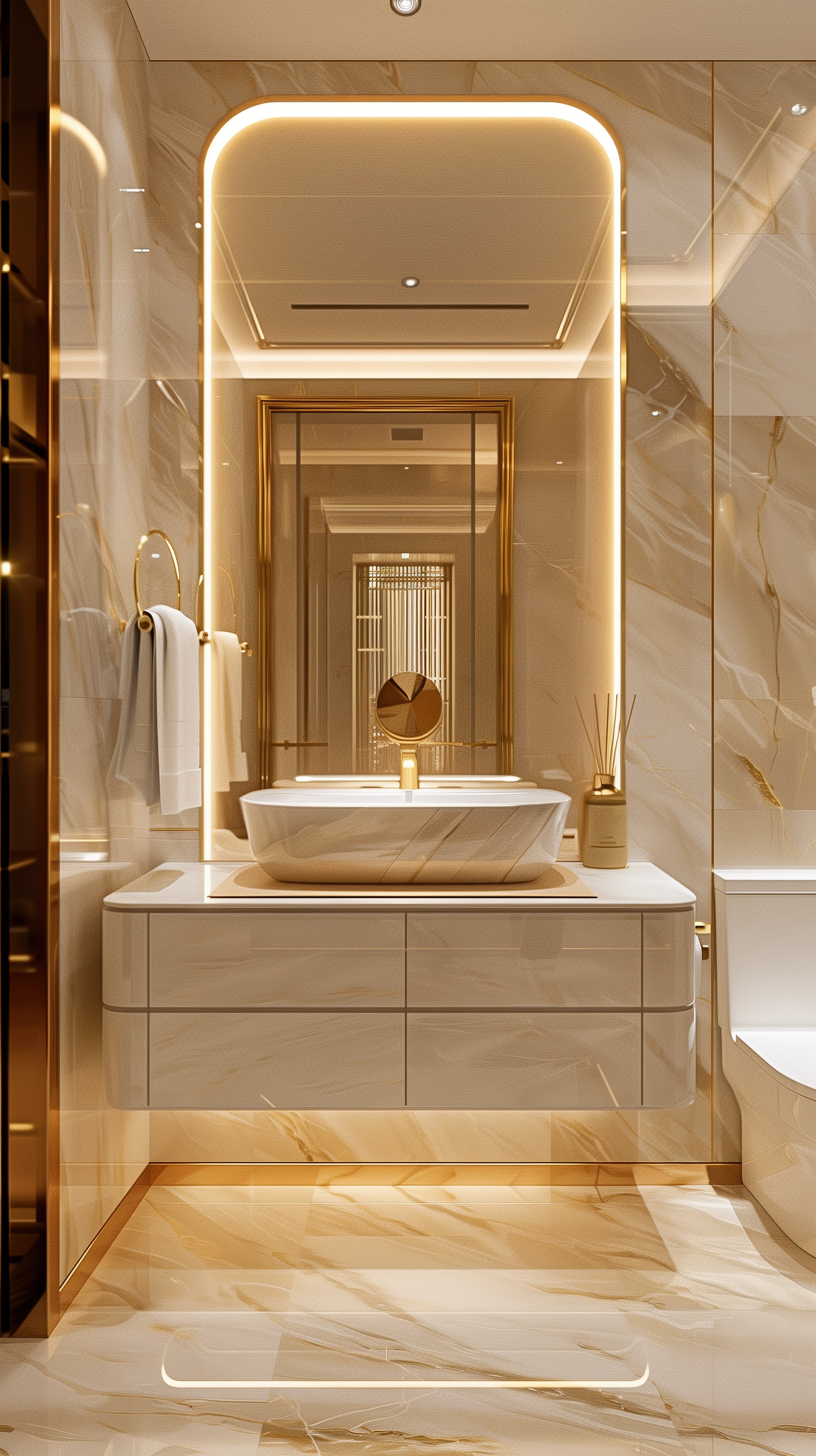 AI generated: Midjourney prompt: visualize a modern luxury bathroom interior from a... (Midjourney - Interior Design)