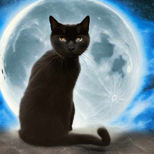 Stable Diffusion prompt: black cat in the moon real 4k