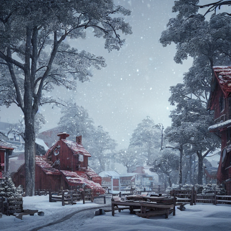 Stable Diffusion prompt: snowy wintry scene with Santa's ...