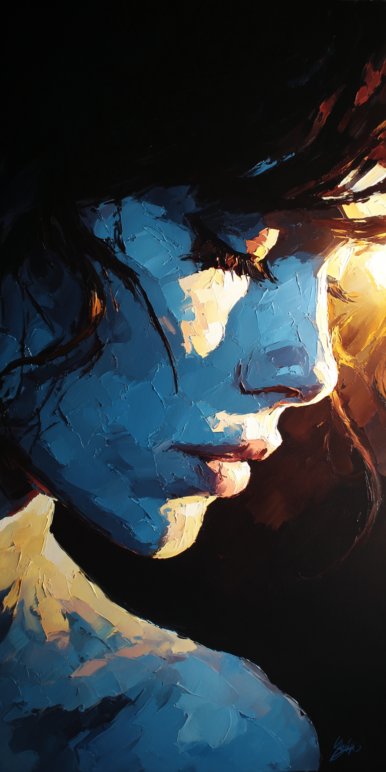 AI generated: Midjourney prompt: a painting of a woman, in the style of brushstroke... (Midjourney - Portraits)