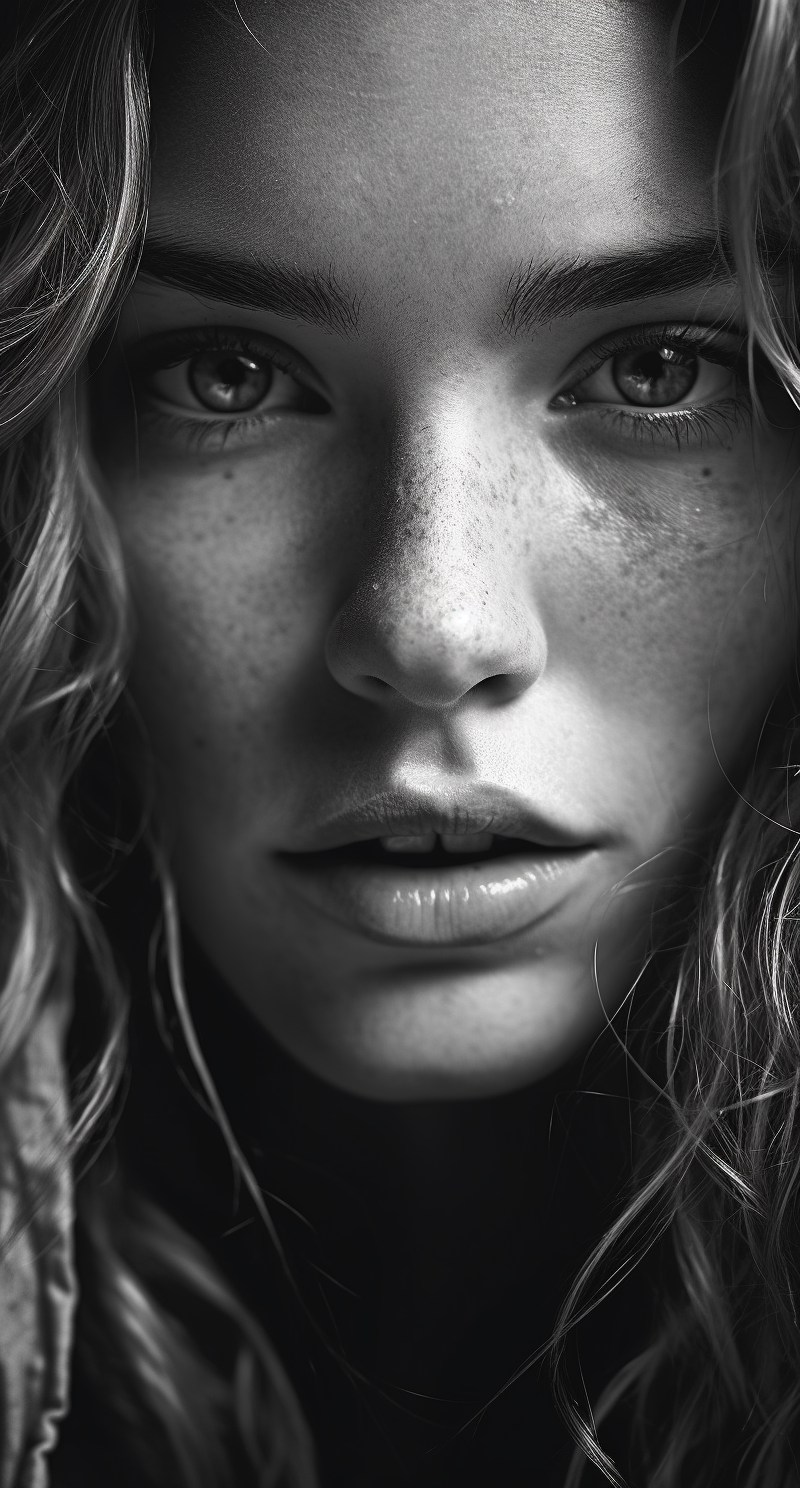 AI generated: Midjourney prompt: stunning RAW close-up black and white photography ... (Midjourney - Photography)
