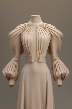 AI generated: Midjourney prompt: Front view of a blouse design, featuring a high ne... (Midjourney - Fashion)