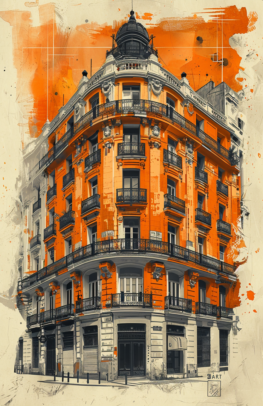 AI generated: Midjourney prompt: vector drawing of an old building in the style of ... (Midjourney - Architecture)