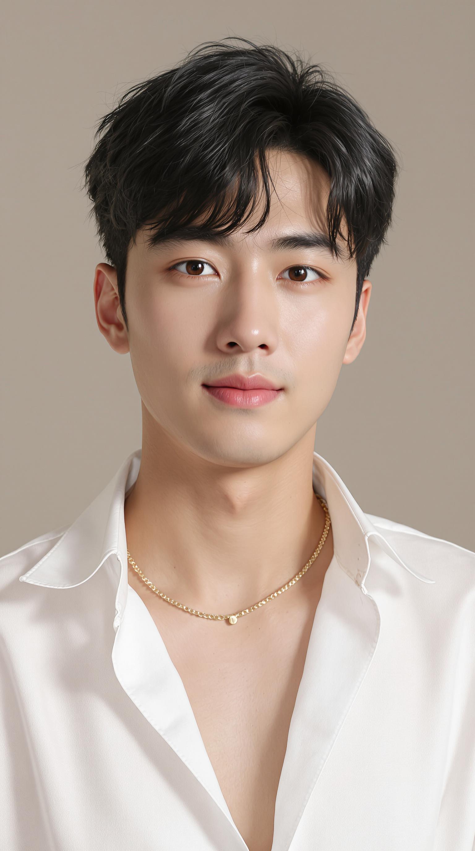 FLUX prompt: An image of a young Korean man aged 20-25. H...