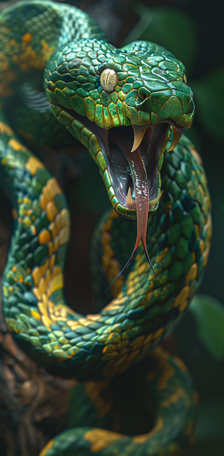 AI generated: Yellow snake (Midjourney - Photography)