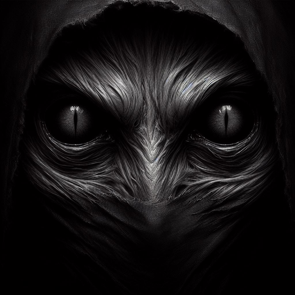 صورة مولدة بالذكاء الاصطناعي: DALL·E prompt: Capture the haunting gaze of a creature with hollo... (نموذج DALL·E - صور شخصية)