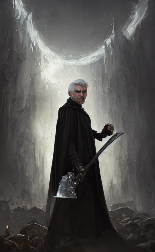 Stable Diffusion prompt: portrait man with silver hair we...
