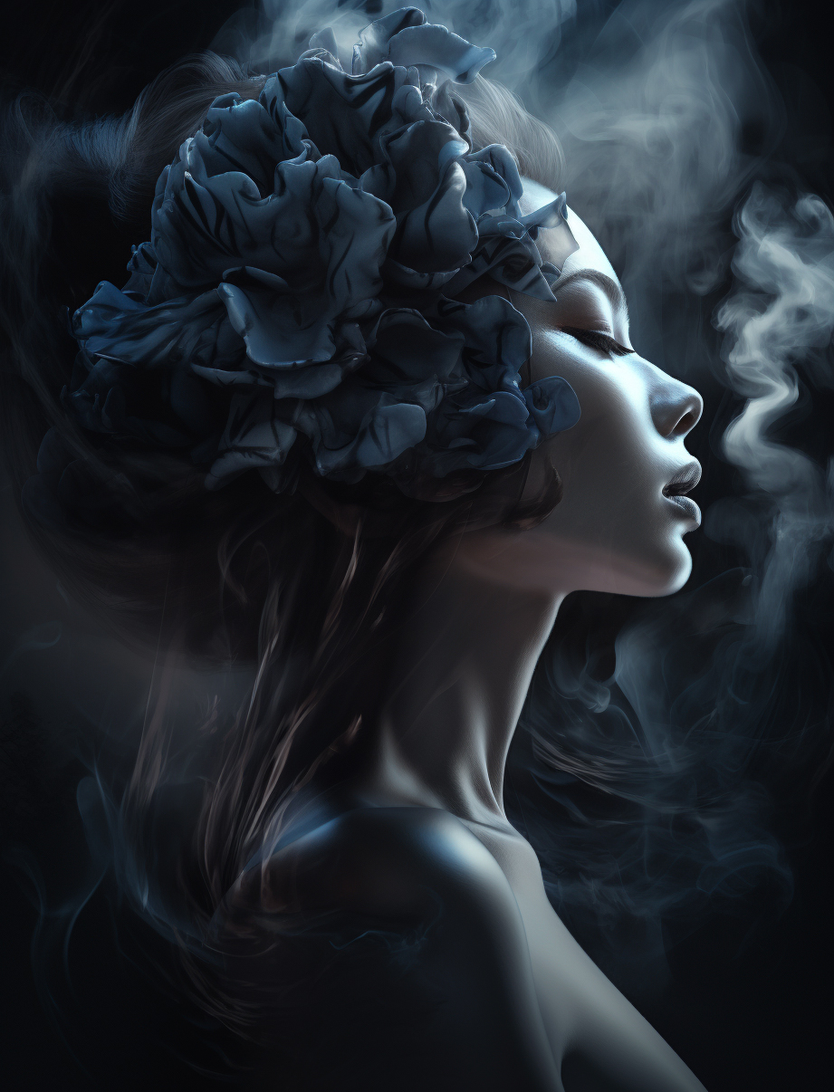 AI generated: Midjourney prompt: 3 d, white and black smoke, sun rays, confident fa... (Midjourney - Photography)