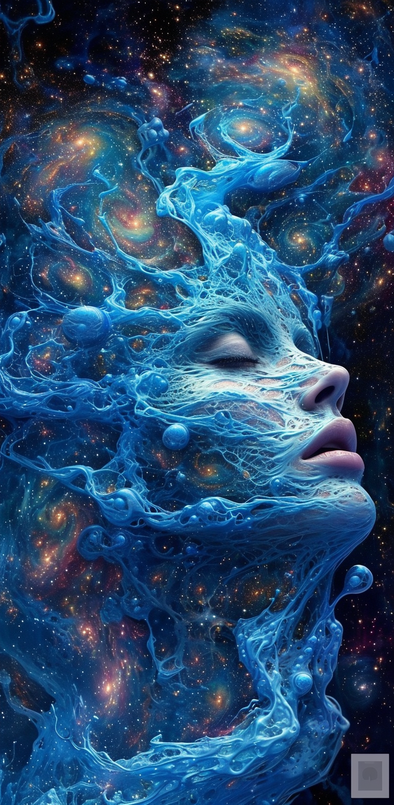 AI generated: Midjourney prompt: a woman's head with a space inspired texture and h... (Midjourney - Concept Art)