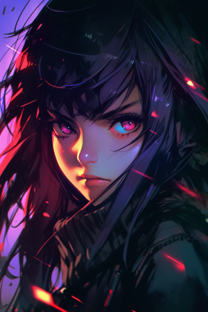 صورة مولدة بالذكاء الاصطناعي: Midjourney prompt: A mysterious anime character with a mischievous gr... (نموذج Midjourney - أنمي)