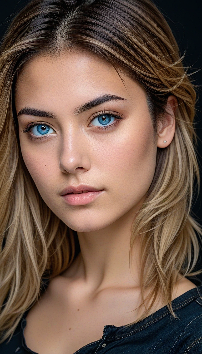 AI generated: Stable Diffusion prompt: A portrait of a young woman with light skin and lo... (Stable Diffusion - Photography)