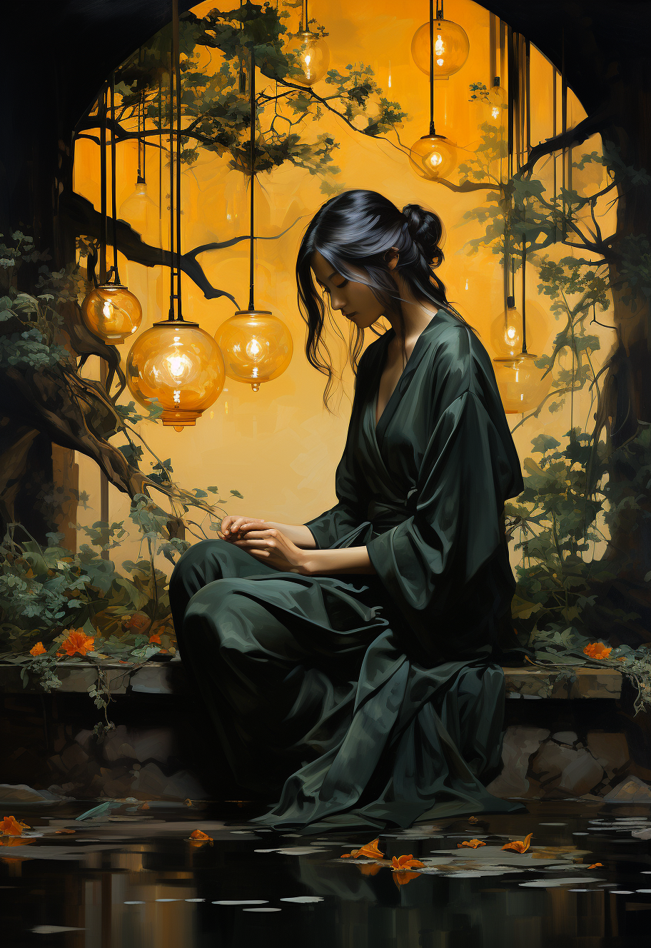 AI generated: Midjourney prompt: paintings by jen ayad, in the style of uemura shoe... (Midjourney - Portraits)