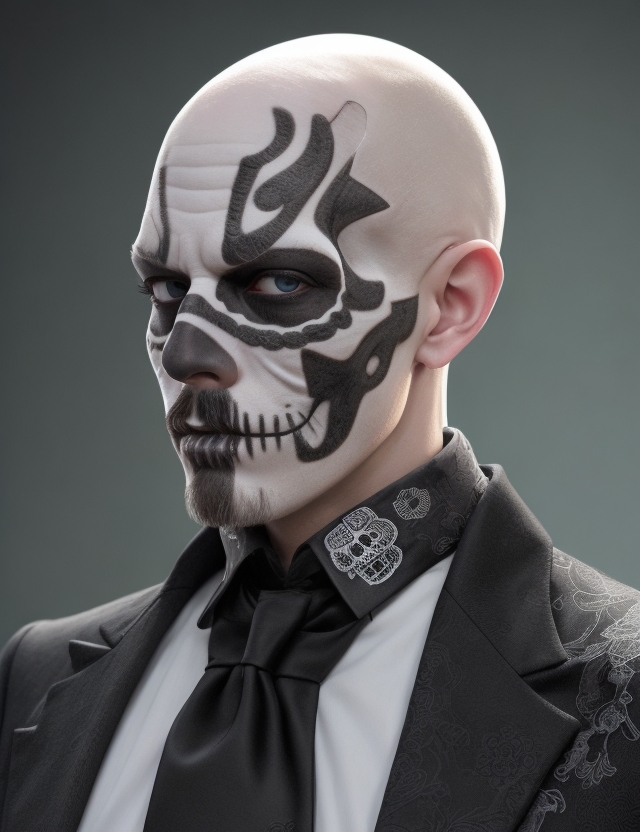 AI generated: Stable Diffusion prompt: high detail, colorful, sugar skull man, white thin... (Stable Diffusion - Fashion)