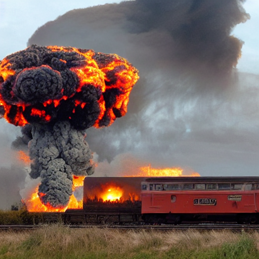 Stable Diffusion prompt: Norfolk Train crash :: 150 car...