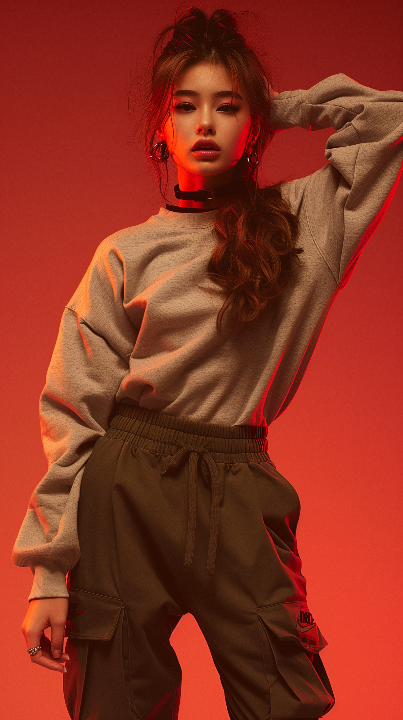 Midjourney prompt: fashion photograph of a model posing minimalist se... - Midjourney