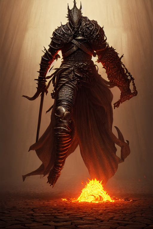 Stable Diffusion prompt: dark souls boss, full body, deta...