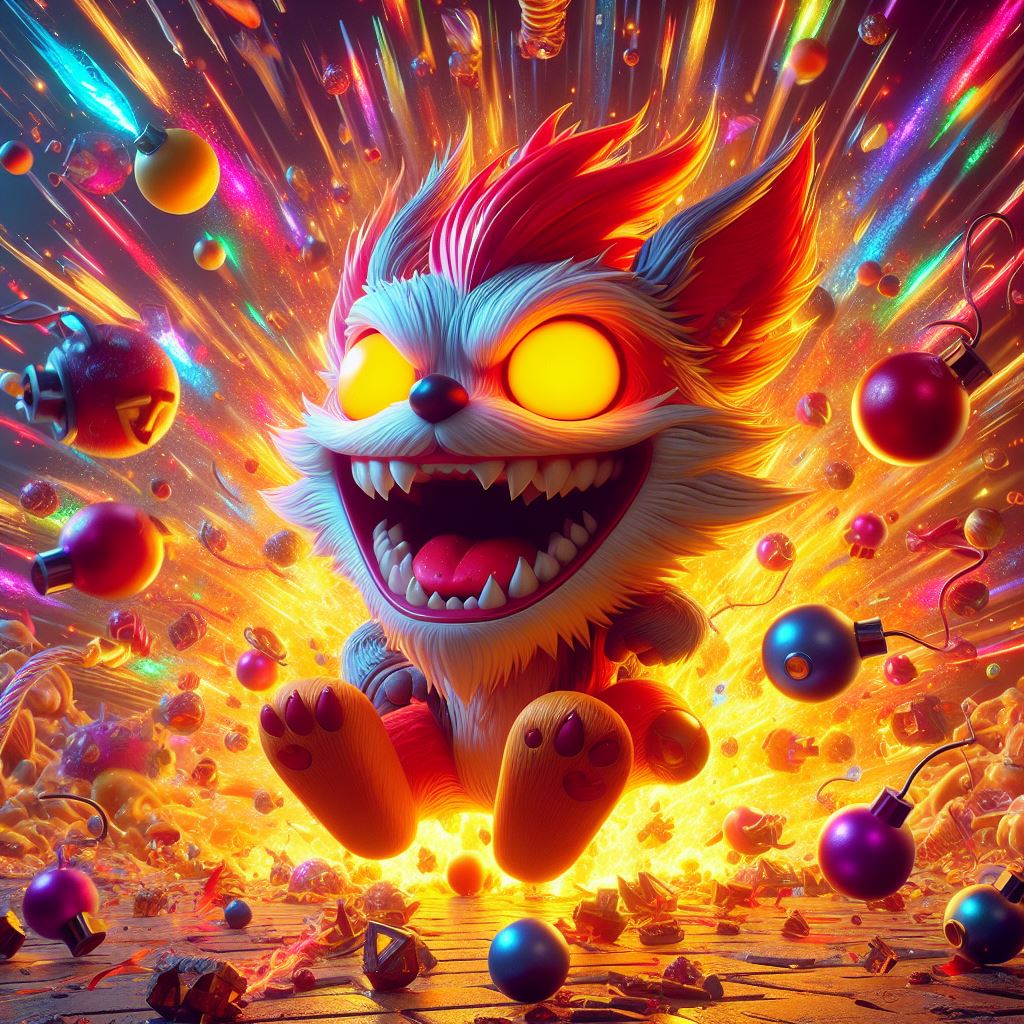 AI generated: DALL·E prompt: Imagine an explosive 3D rendering featuring Ziggs ... (DALL·E - 3d Renders)